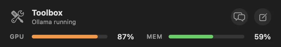 The panel header: GPU at 87 percent and memory at 59 percent.